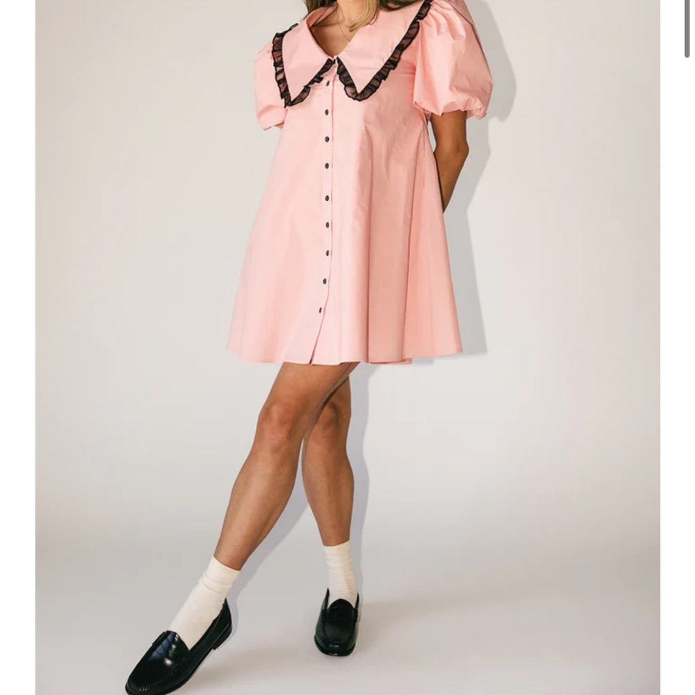 Elegant Pink Puff Sleeve Dress